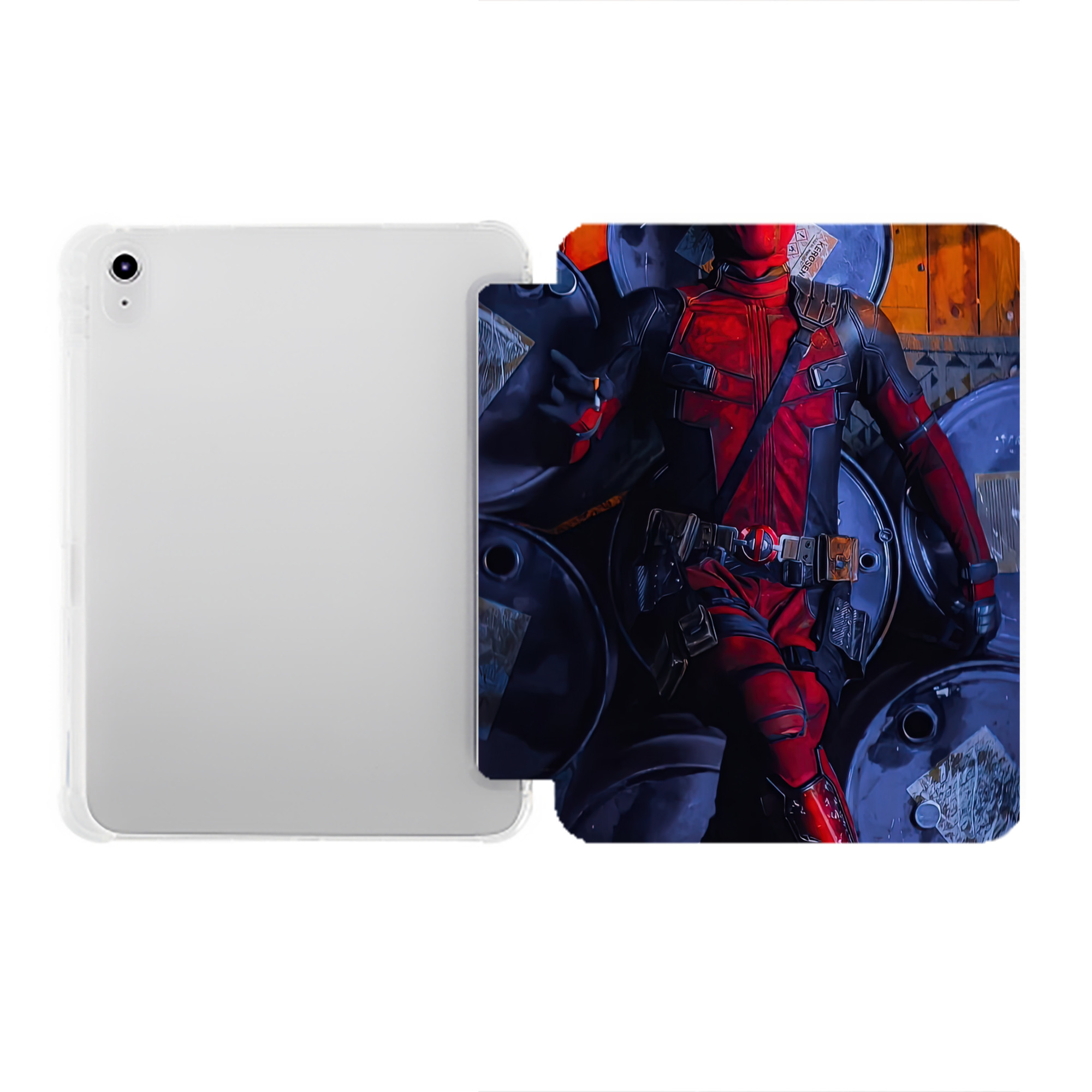 （画像用） Deadpool デッドプール IPad ケース ペン収納付き 三つ折りスタンド PUレザー×シリコン 対応機種9.5/10.5/10.9インチ